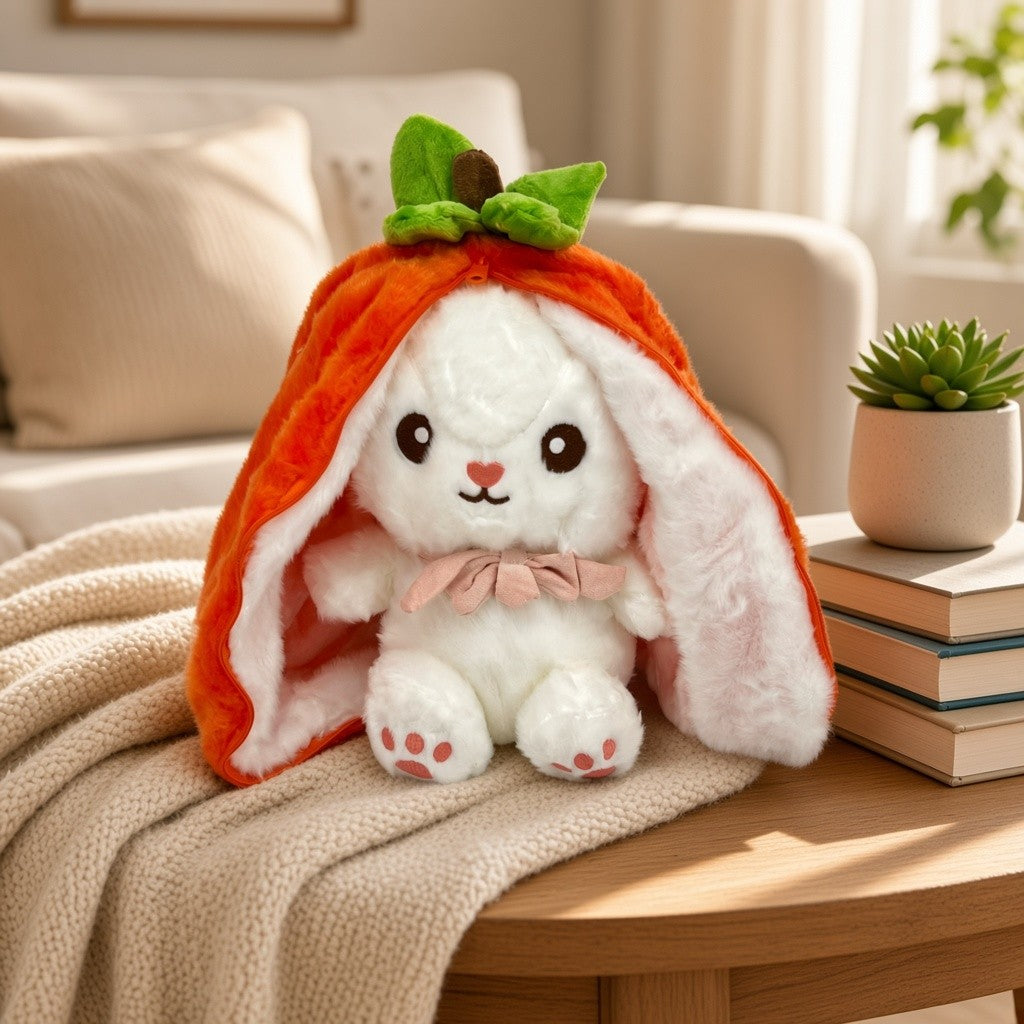 Reversible Strawberry Bunny Plush Toy Soft