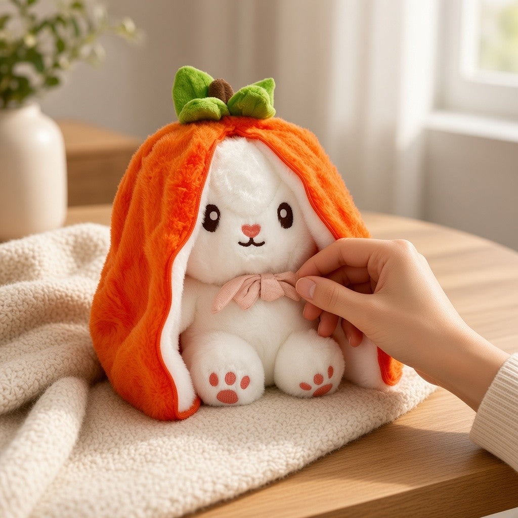 Reversible Strawberry Bunny Plush Toy Soft