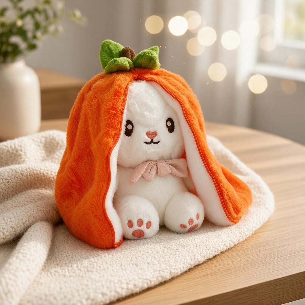 Reversible Strawberry Bunny Plush Toy Soft