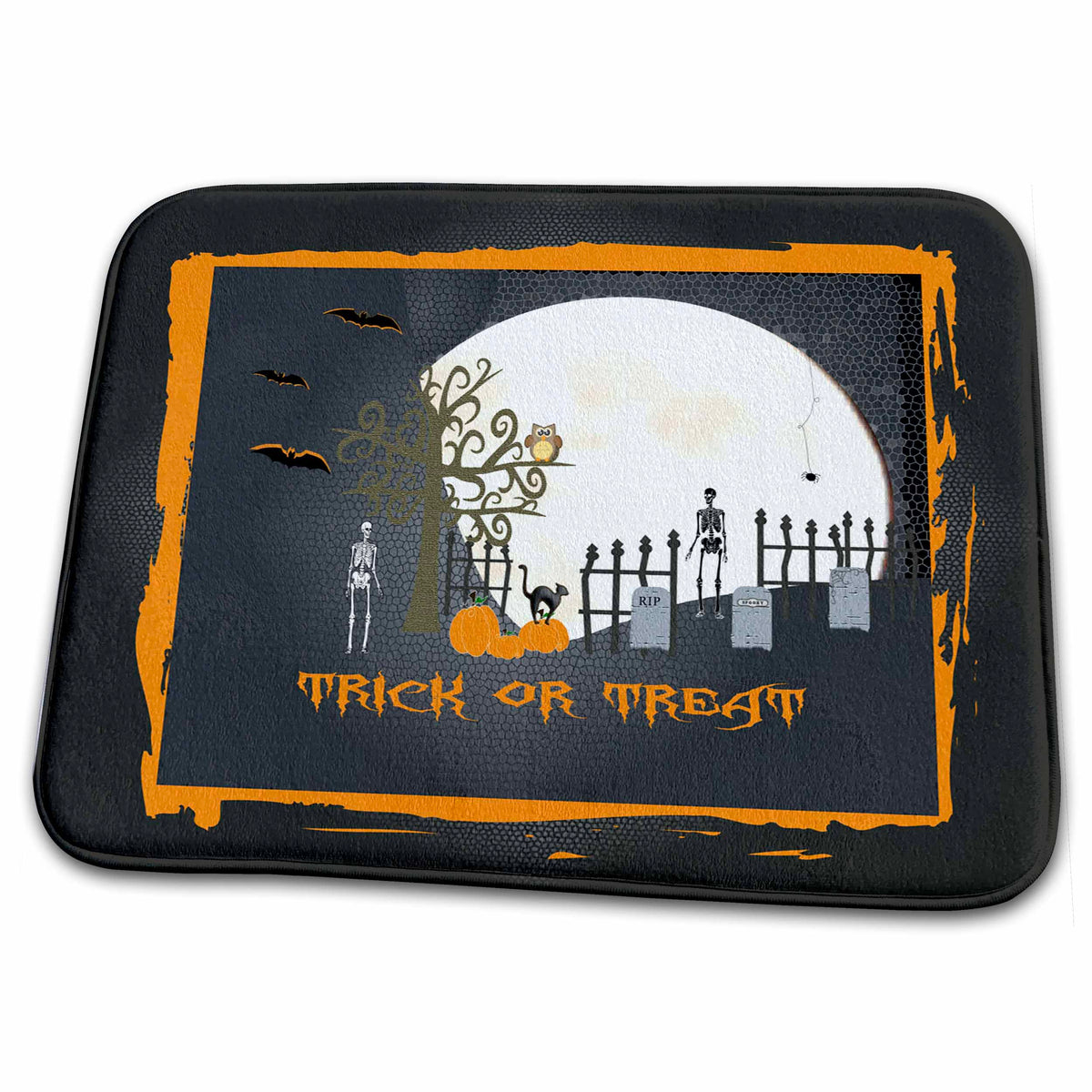 Spooky Graveyard Halloween Dish Drying Mat