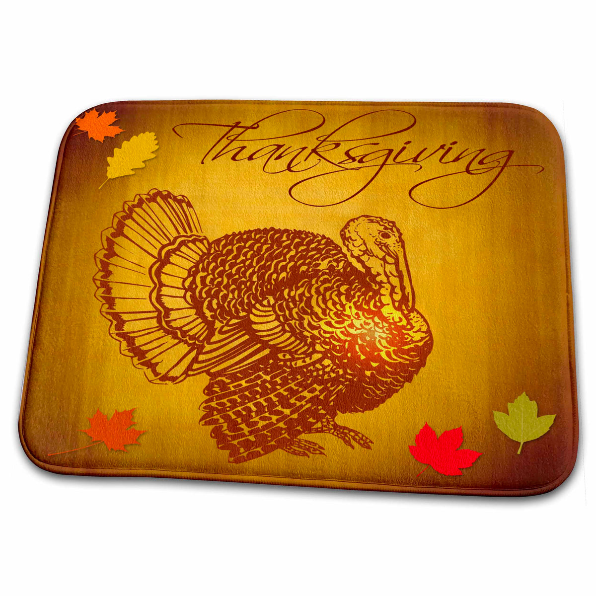 3dRose Turkey & Fall Leaves Dish Drying Mat