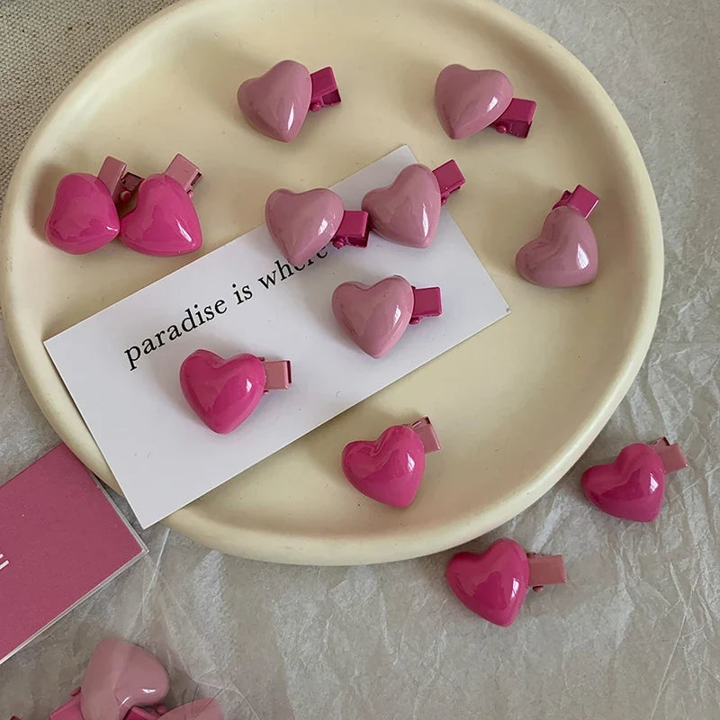 Pink Heart Mini Hair Clips – 6 Pack