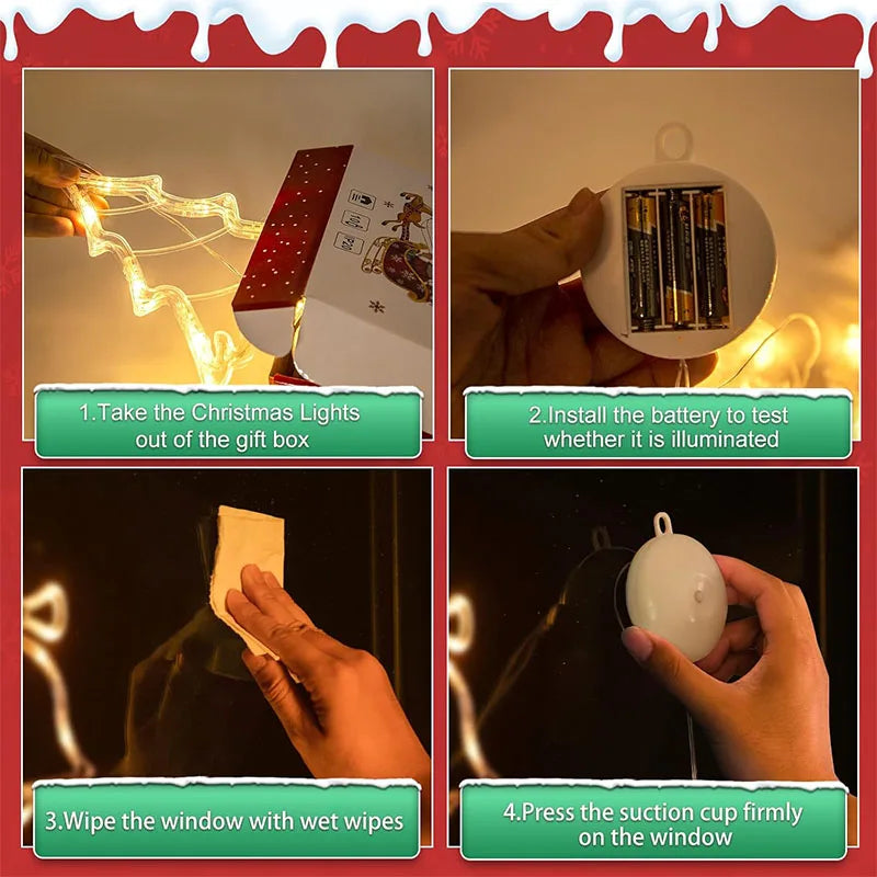 Christmas LED Suction-Cup Window Lights