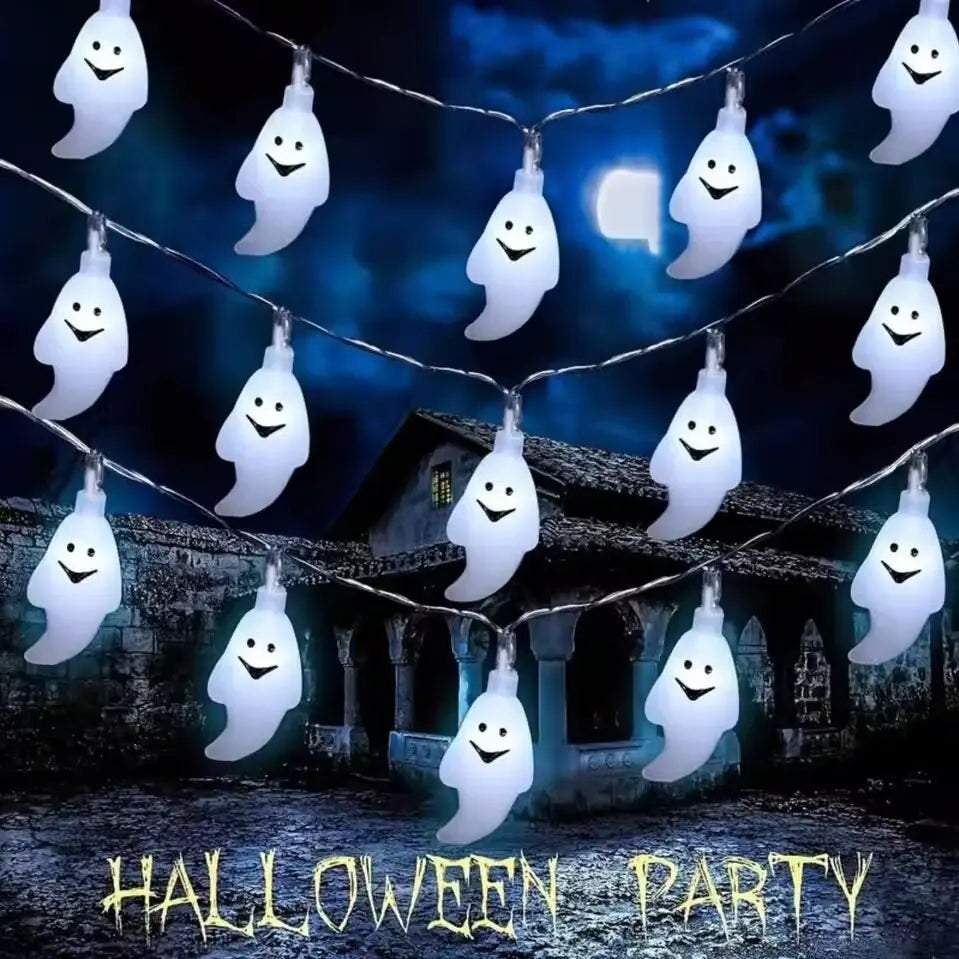 Battery-Powered Halloween Ghost LED String Lights