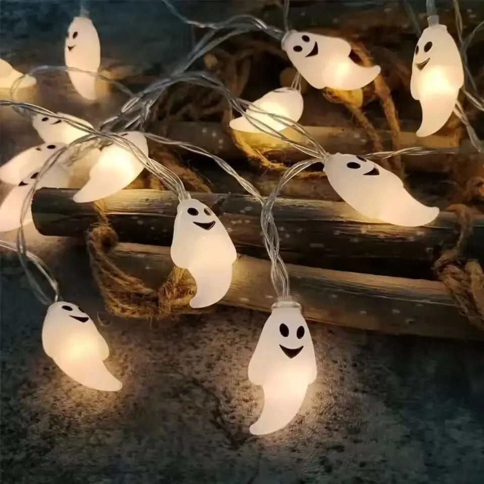 Battery-Powered Halloween Ghost LED String Lights