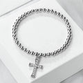 5 mm Beaded Cross-Pendant Bracelet