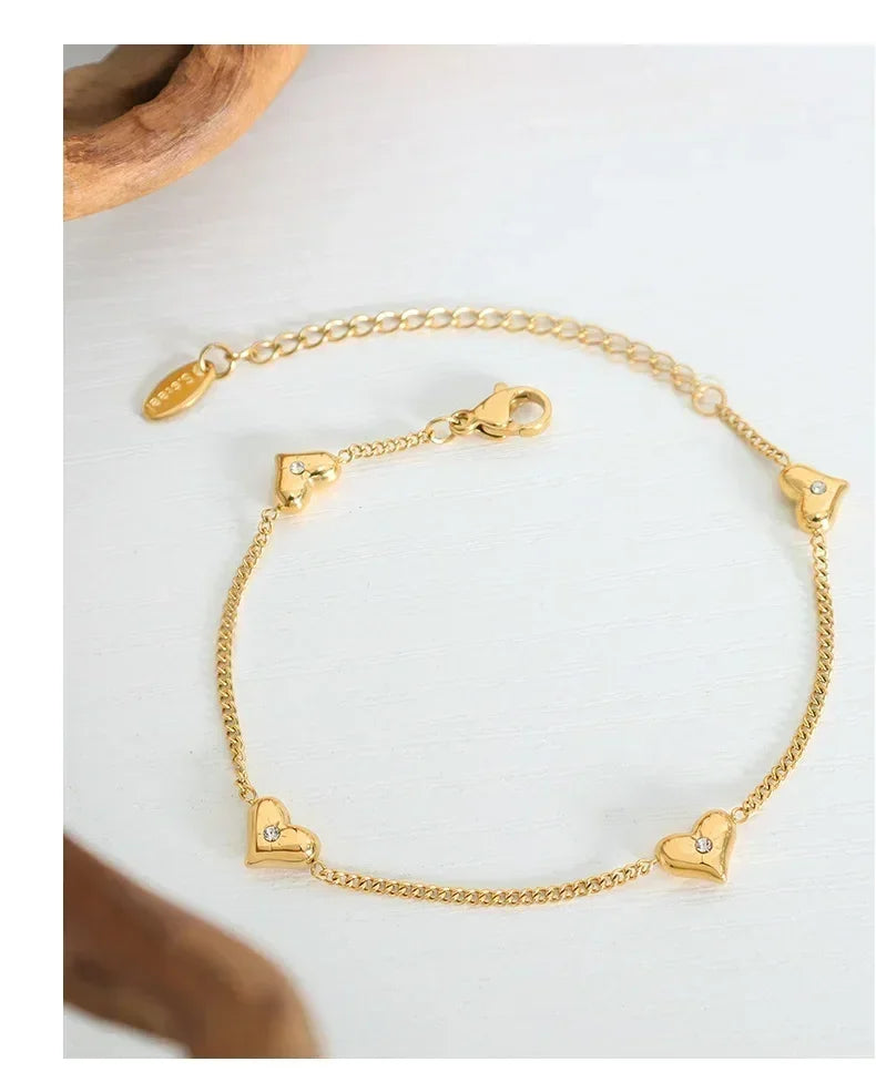 Cute Heart Necklace Earrings Bracelet Jewelry