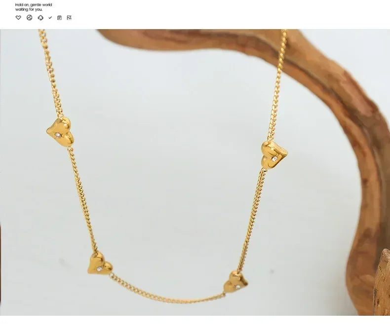 Cute Heart Necklace Earrings Bracelet Jewelry