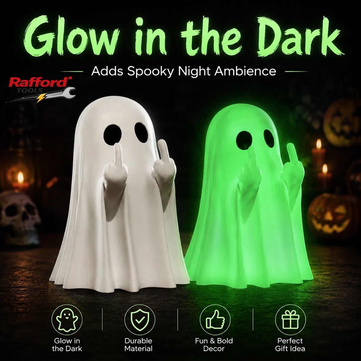 Middle Finger Ghost Statue Fluorescent Glow