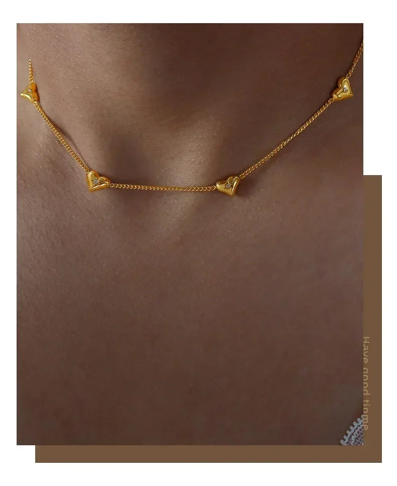 Cute Heart Necklace Earrings Bracelet Jewelry