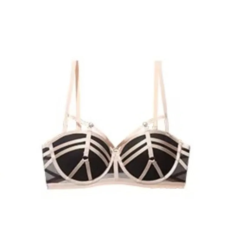 Sexy Pure Desire Bralette Set for Small Chest Push Up Wireless Bra Women Summer New Hot Style Sheer Shoulder Strap Lingerie Set