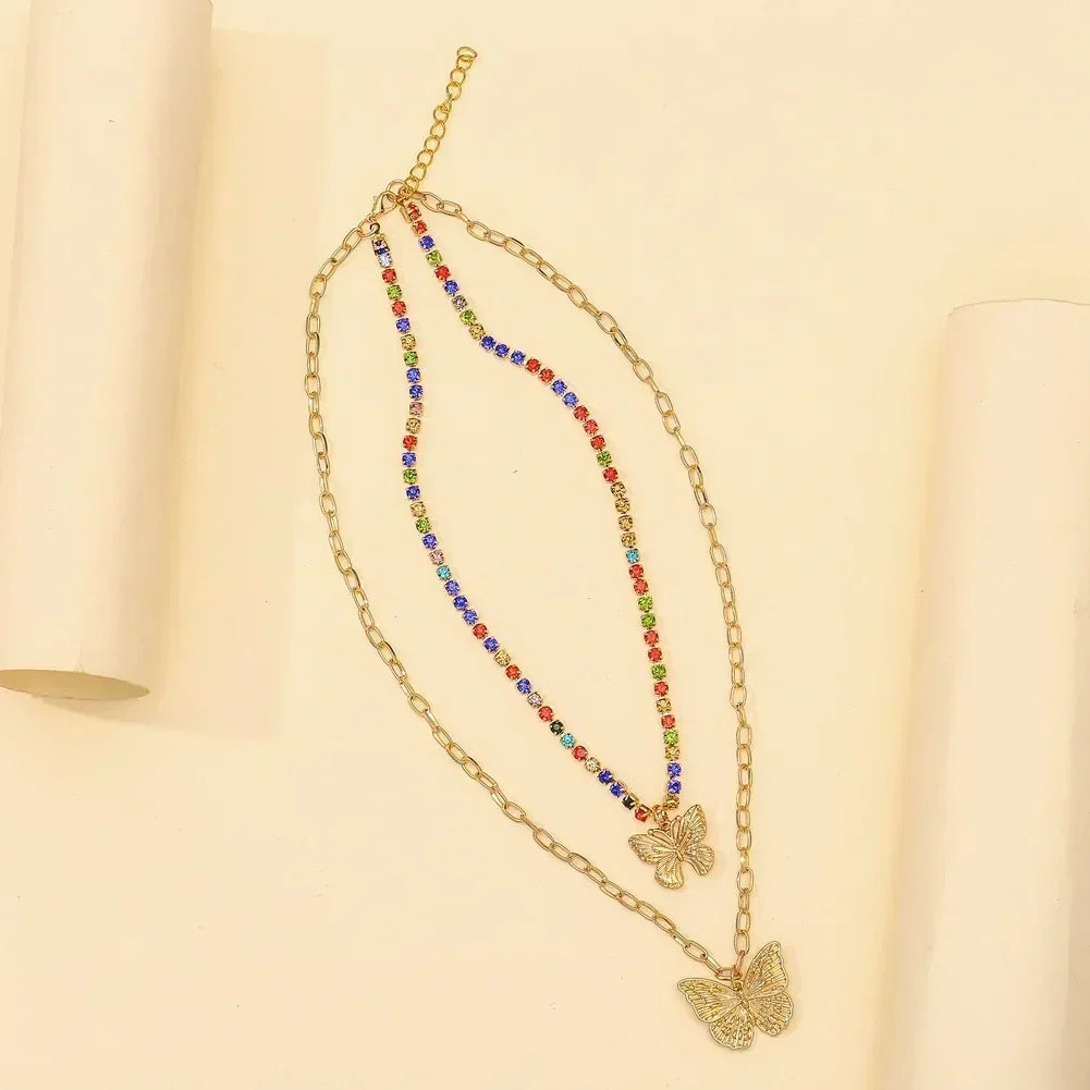 Pink Square Zircon-Style Pendant Necklace