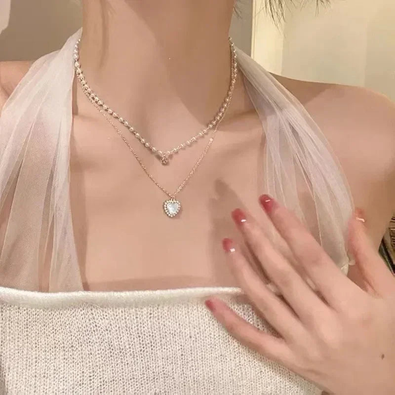 Pink Square Zircon-Style Pendant Necklace