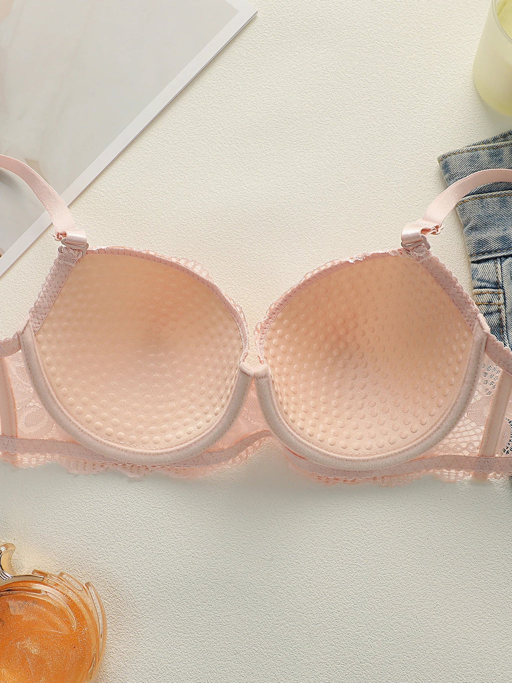 Pink Floral Lace Lingerie Set