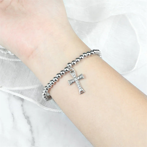 5 mm Beaded Cross-Pendant Bracelet
