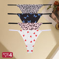 FINETOO 4PCS Seamless Thong Women Thin Strap Low Waist High Flexibility Panties Sexy Underwear Ladies Briefs T-back Comfortable