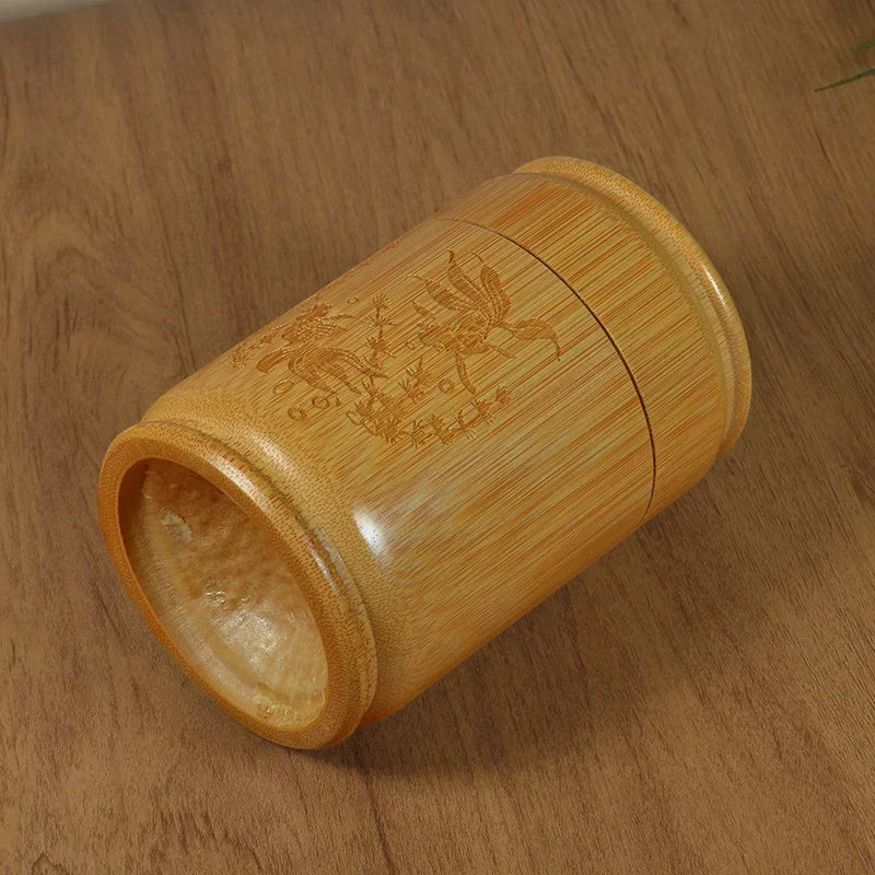 Handmade Bamboo Tea Storage Box Carved