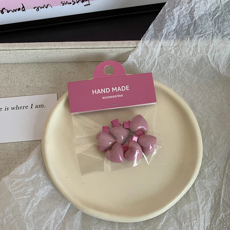 Pink Heart Mini Hair Clips – 6 Pack