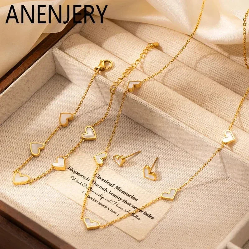 ANENJERY 316L Stainless Steel Heart Shell