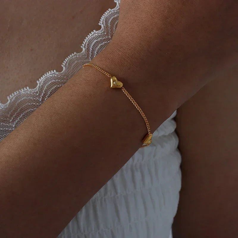 Cute Heart Necklace Earrings Bracelet Jewelry