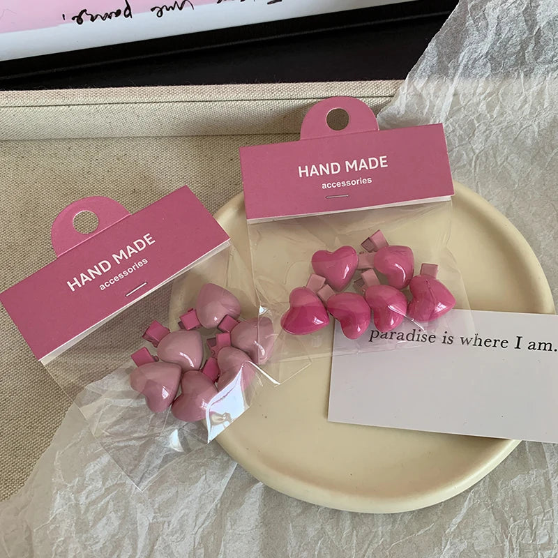 Pink Heart Mini Hair Clips – 6 Pack