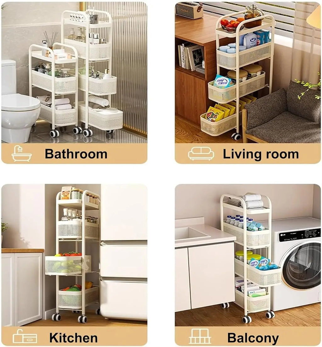 Slim Storage Cart with Track Pull,Bathroom