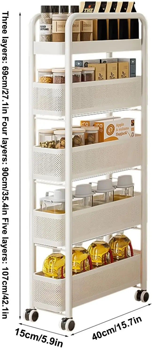 Slim Storage Cart with Track Pull,Bathroom