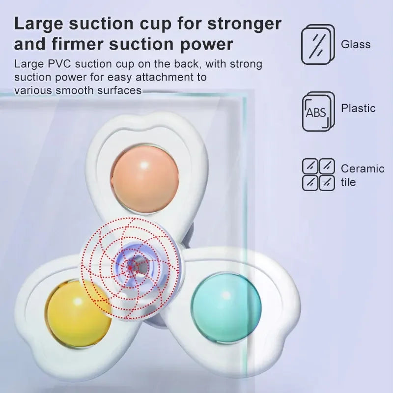 3 in 1 Suction Cups Spinning Top Toy For Baby Game Infant Teether Relief Stress Educational Rotating Rattle Bath Toys For Kids