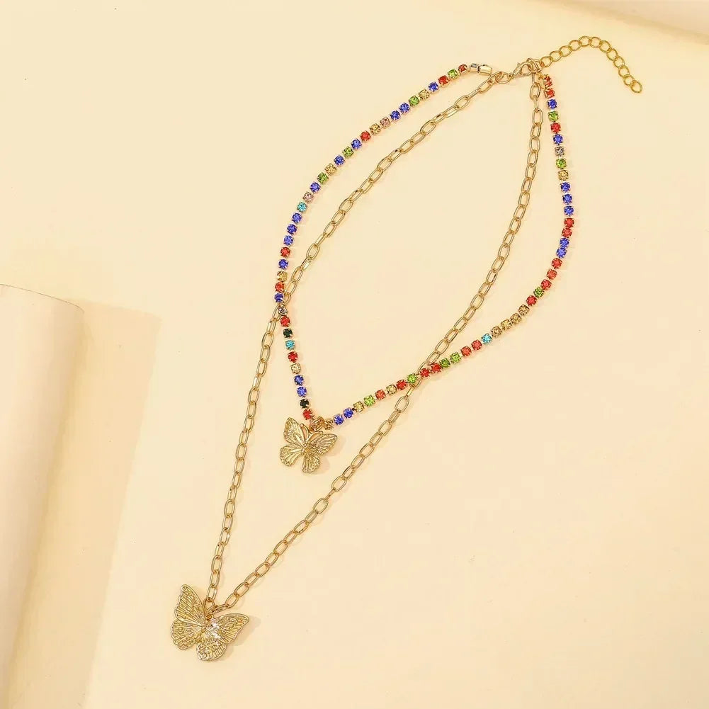Pink Square Zircon-Style Pendant Necklace