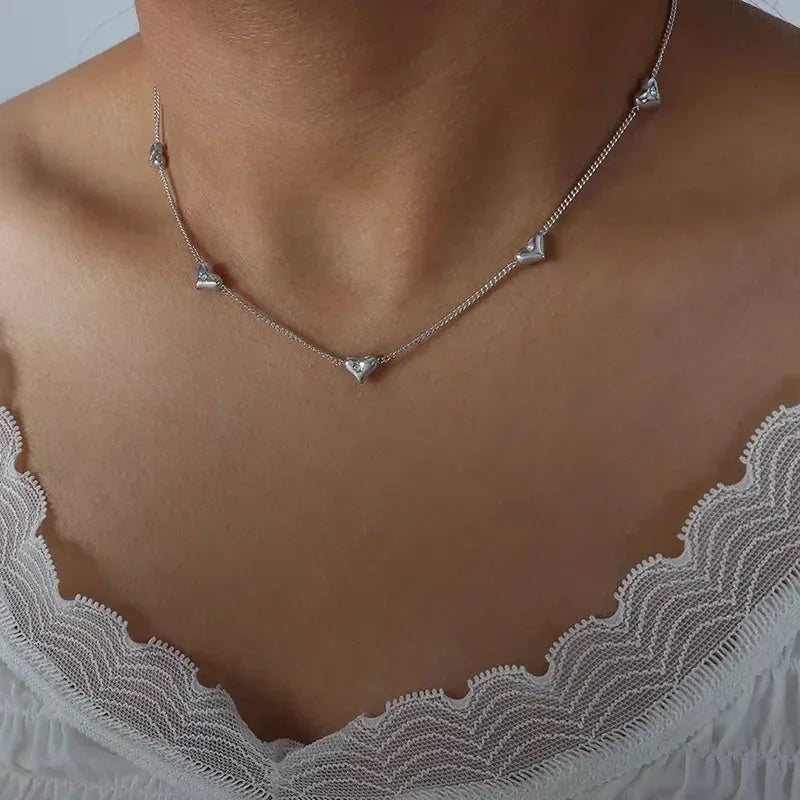 Cute Heart Necklace Earrings Bracelet Jewelry