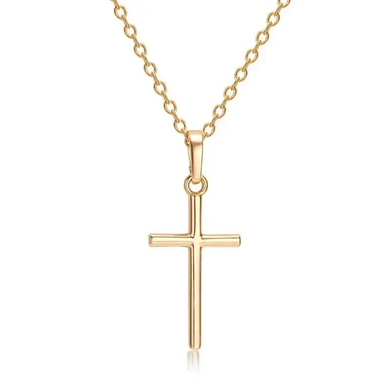 Luxury Zircon Cross Pendants Necklace Fashion Light Golden Silver Color for Men Women Jewelry Chain Accessory