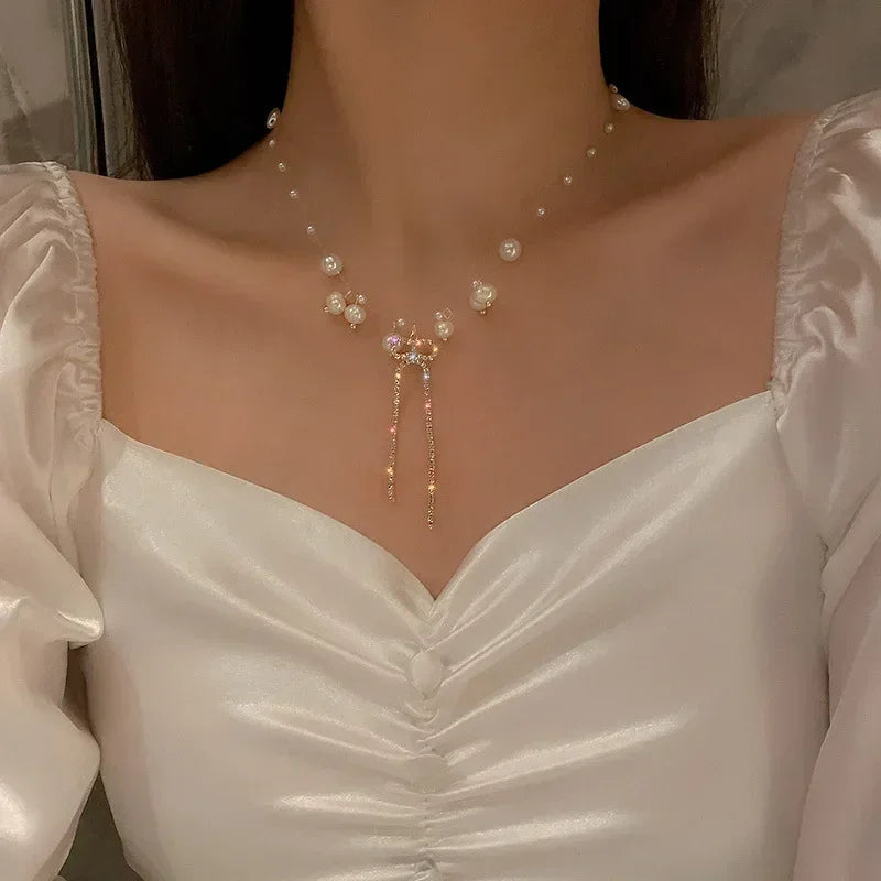Pink Square Zircon-Style Pendant Necklace