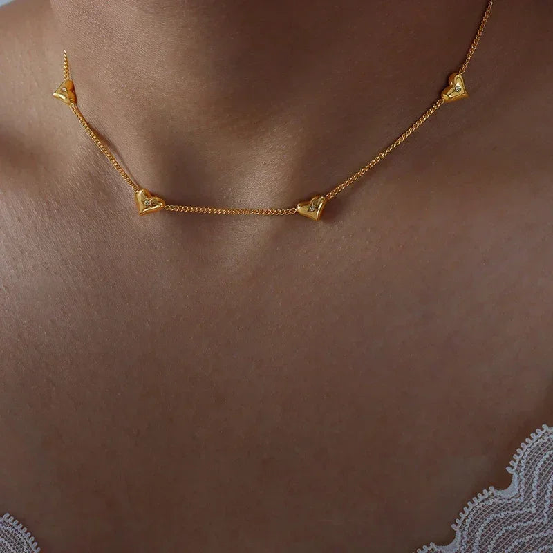 Cute Heart Necklace Earrings Bracelet Jewelry
