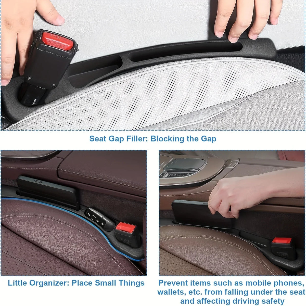 2-Piece Car Seat Gap Filler & Storage Organizer
