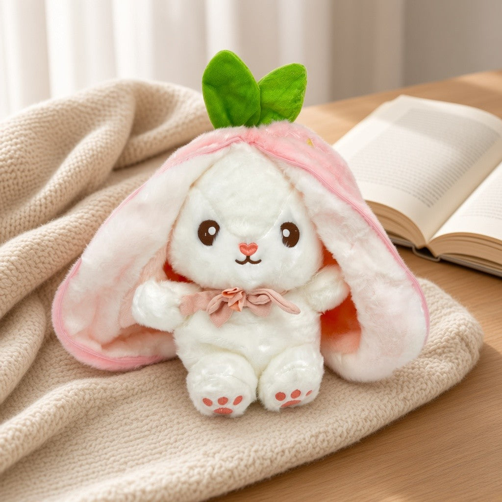 Reversible Strawberry Bunny Plush Toy Soft