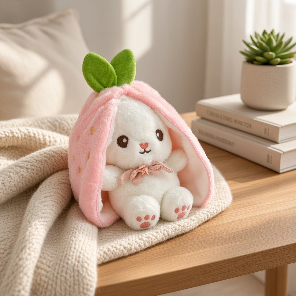 Reversible Strawberry Bunny Plush Toy Soft