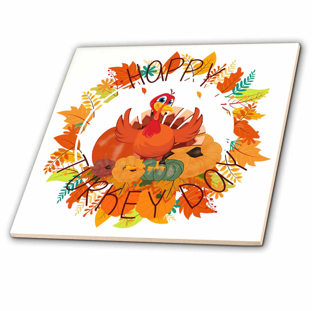 3dRose Happy Turkey Day Decorative Tile