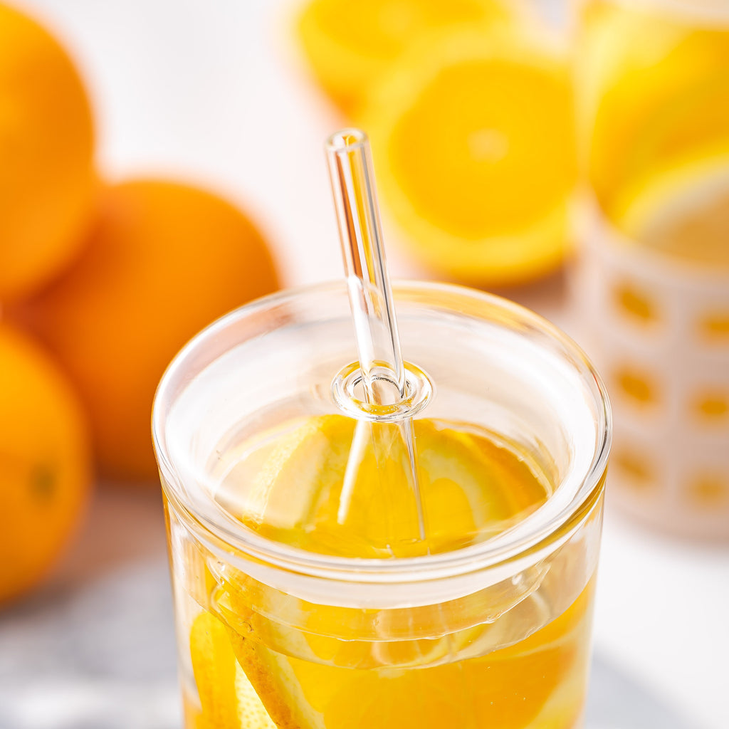 All Glass Juice Tumblers with Lid 20 oz 2 Pack