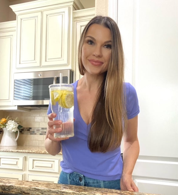 All Glass Juice Tumblers with Lid 20 oz 2 Pack