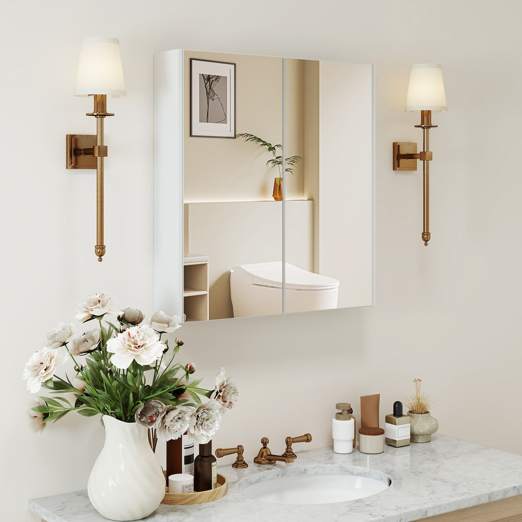 Mirrored Bathroom Wall Cabinet with Adjustable Shelf