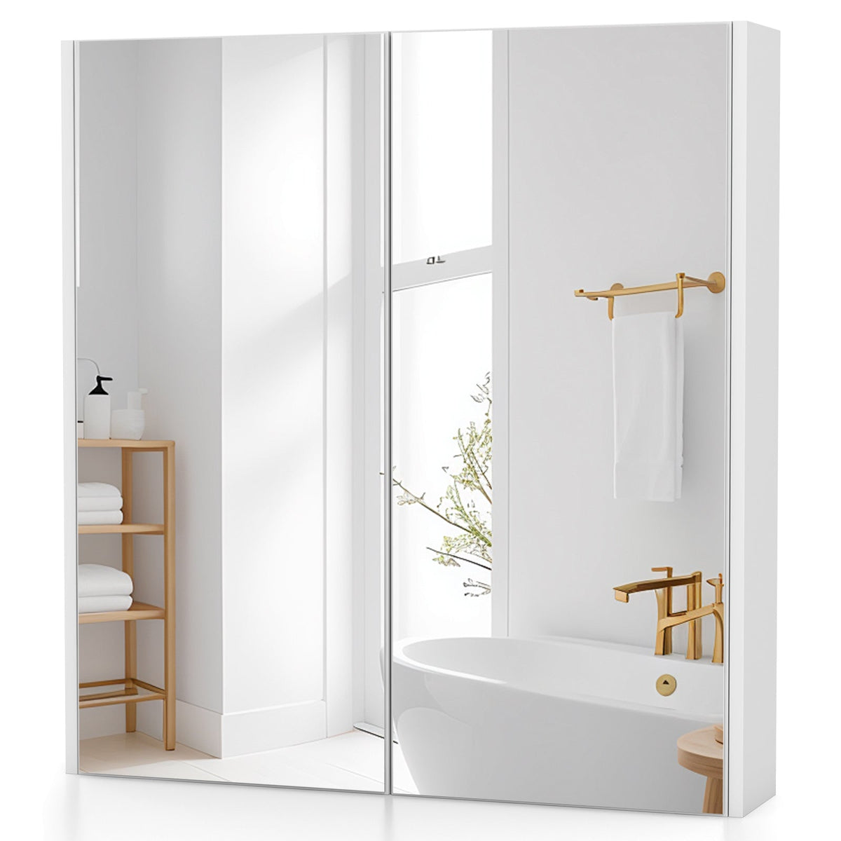 Mirrored Bathroom Wall Cabinet with Adjustable Shelf