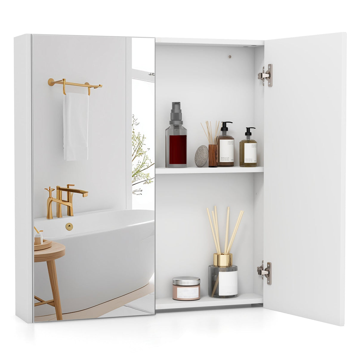 Mirrored Bathroom Wall Cabinet with Adjustable Shelf