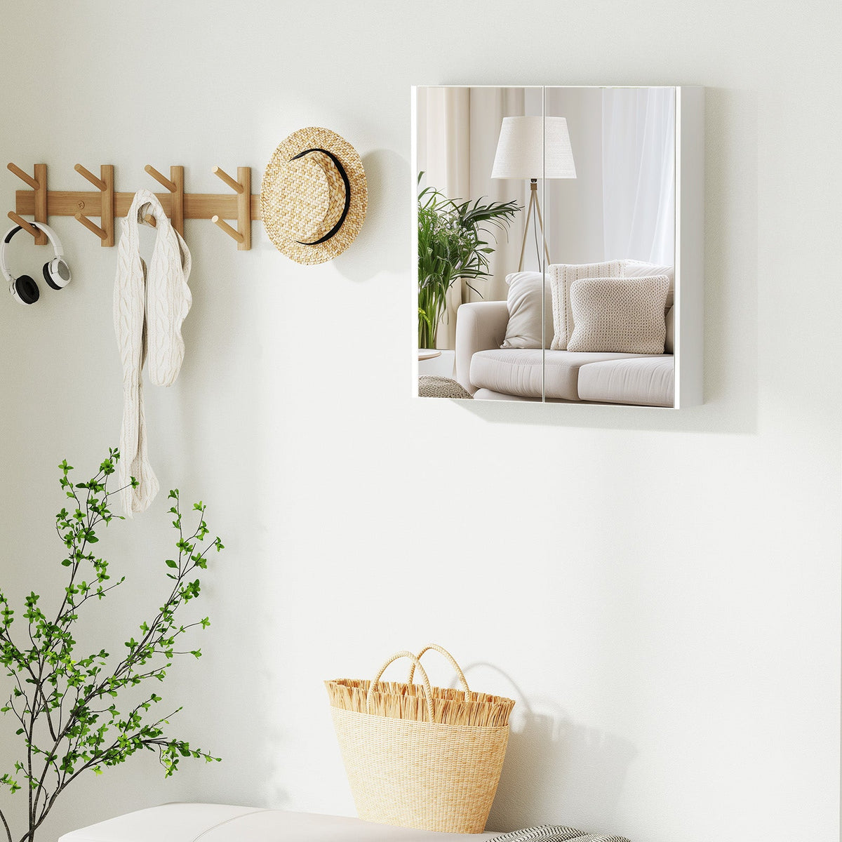 Mirrored Bathroom Wall Cabinet with Adjustable Shelf