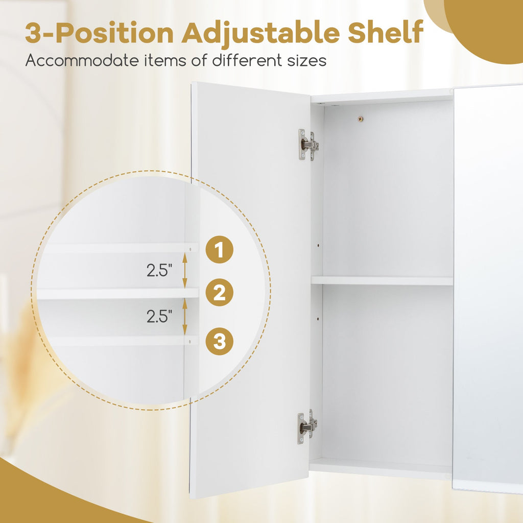 Mirrored Bathroom Wall Cabinet with Adjustable Shelf