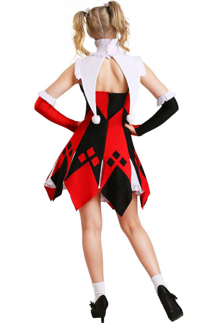 Women's Red & Black Jester Costume