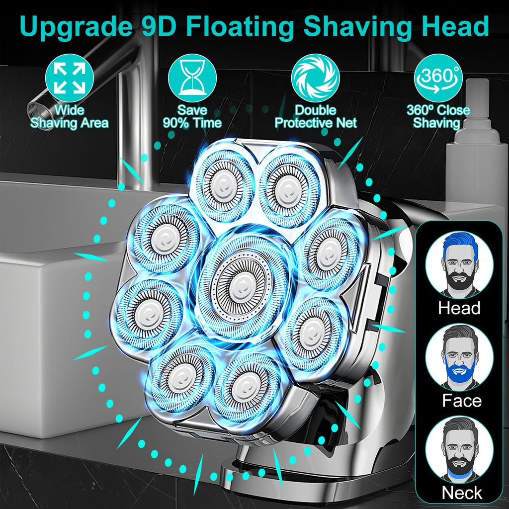 6-in-1 Rechargeable Electric Head Shaver & Grooming Kit
