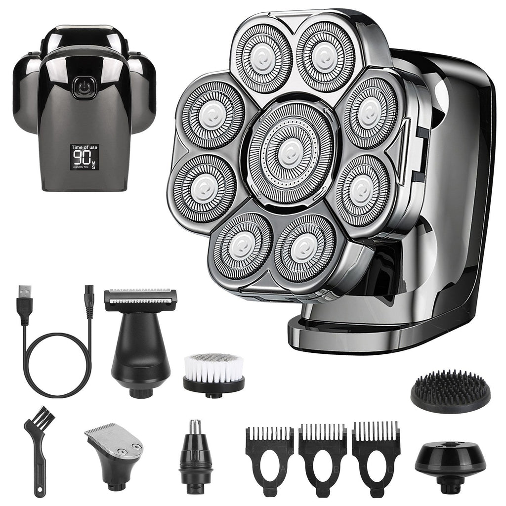 6-in-1 Rechargeable Electric Head Shaver & Grooming Kit