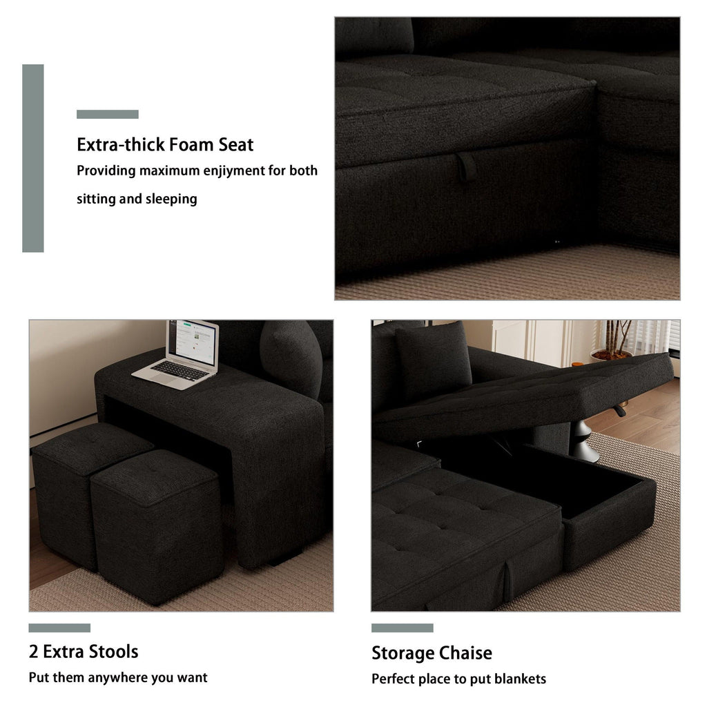 Modern L-Shape 3 Seat Reversible Sectional