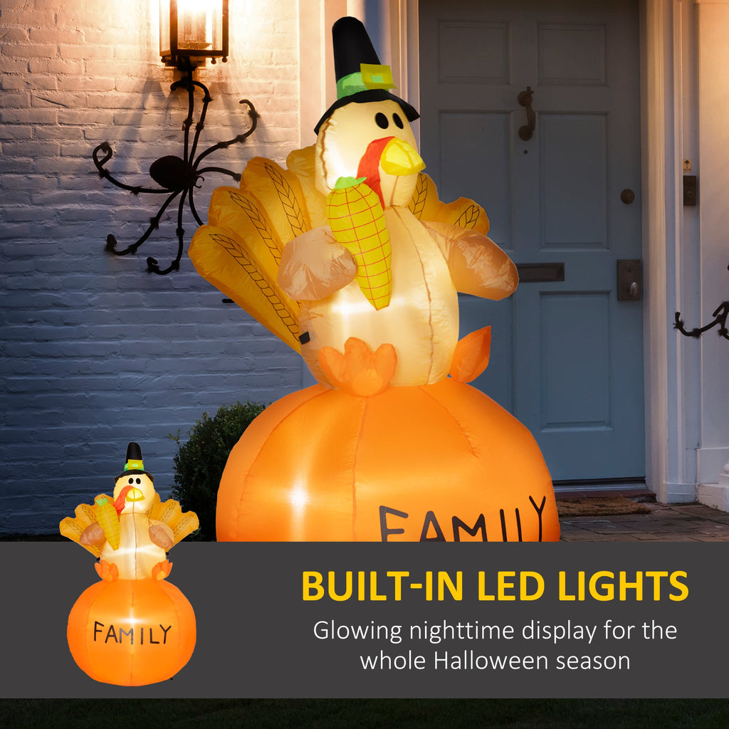 HOMCOM Light-Up Thanksgiving Turkey Inflatable, 4.9 ft