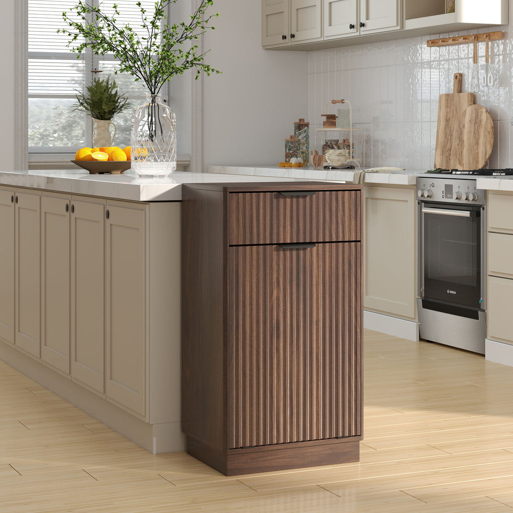 Tilt-Out Trash Cabinet with Wave-Textured Drawer
